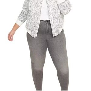 Lane Bryant Plus Size 18 Wide Leg Jeans Faded Black Paint Splatter Denim